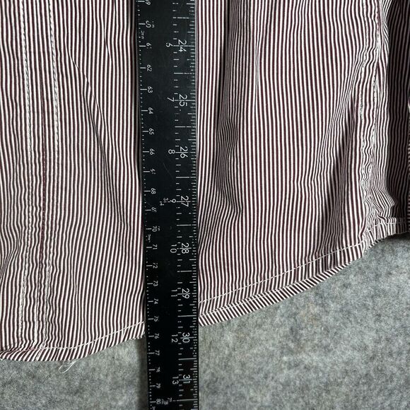 Ecko Unltd Shirt Mens XL Striped Button Down Burgundy Red Y2K Cotton - Picture 4 of 7